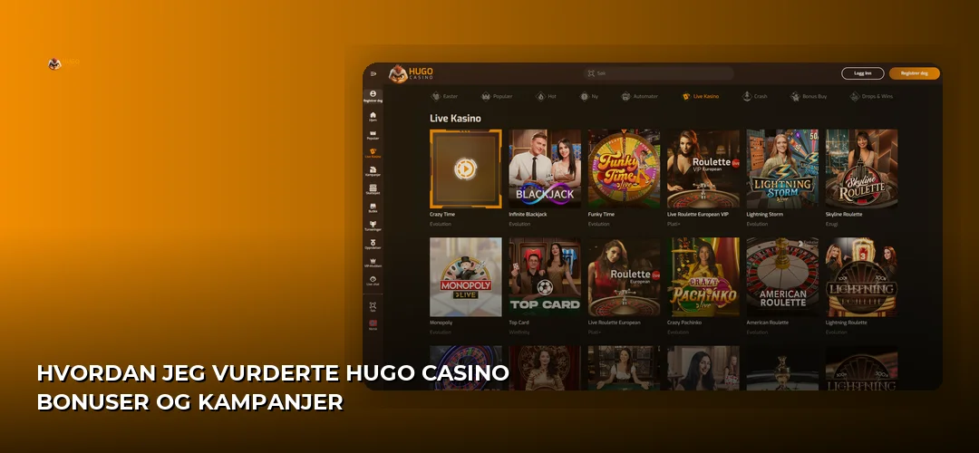 Hvordan jeg vurderte Hugo Casino bonuser og kampanjer