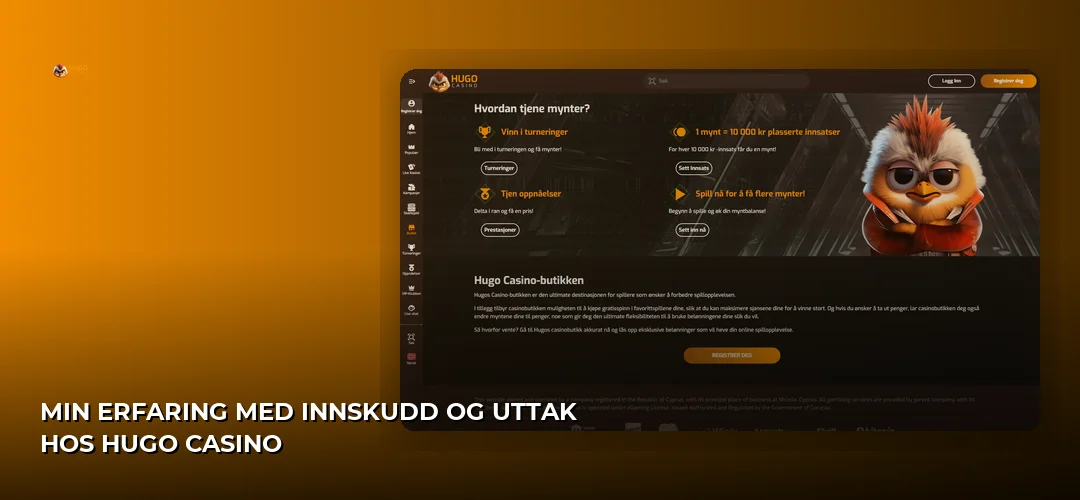 Min erfaring med innskudd og uttak hos Hugo Casino